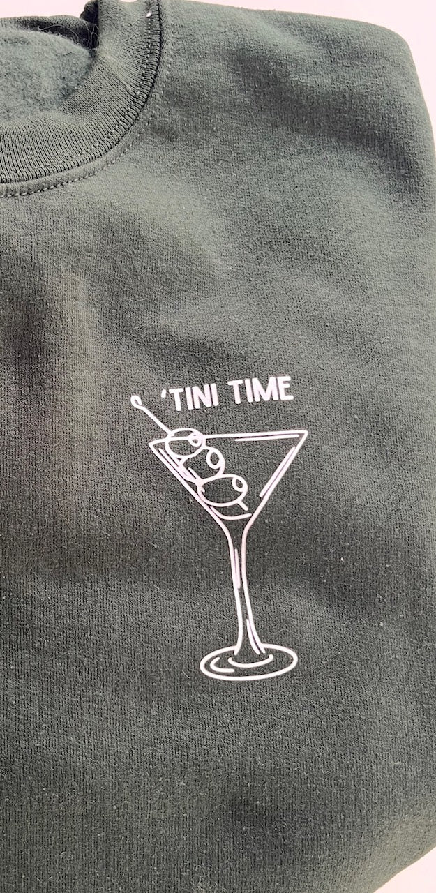 'Tini Time Crewneck Sweater logo with a martini 